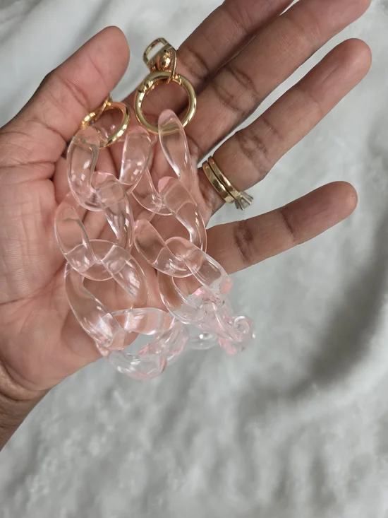 Light Pink Acrylic Chain Strap with Gold Hardware Bag Chain Purse Chain - Picture 3 of 3